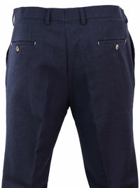 Pantalones de traje de tweed vintage para hombre - Azul marino