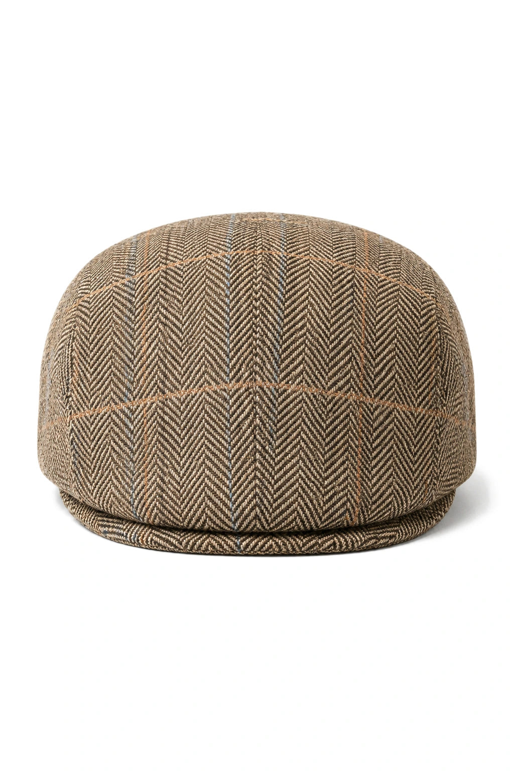 Gorra plana de tweed para hombre Cavani Albert - Gorra plana estilo abuelo vintage de lana tweed con estampado de espiga - Marrón claro/Gris carbón