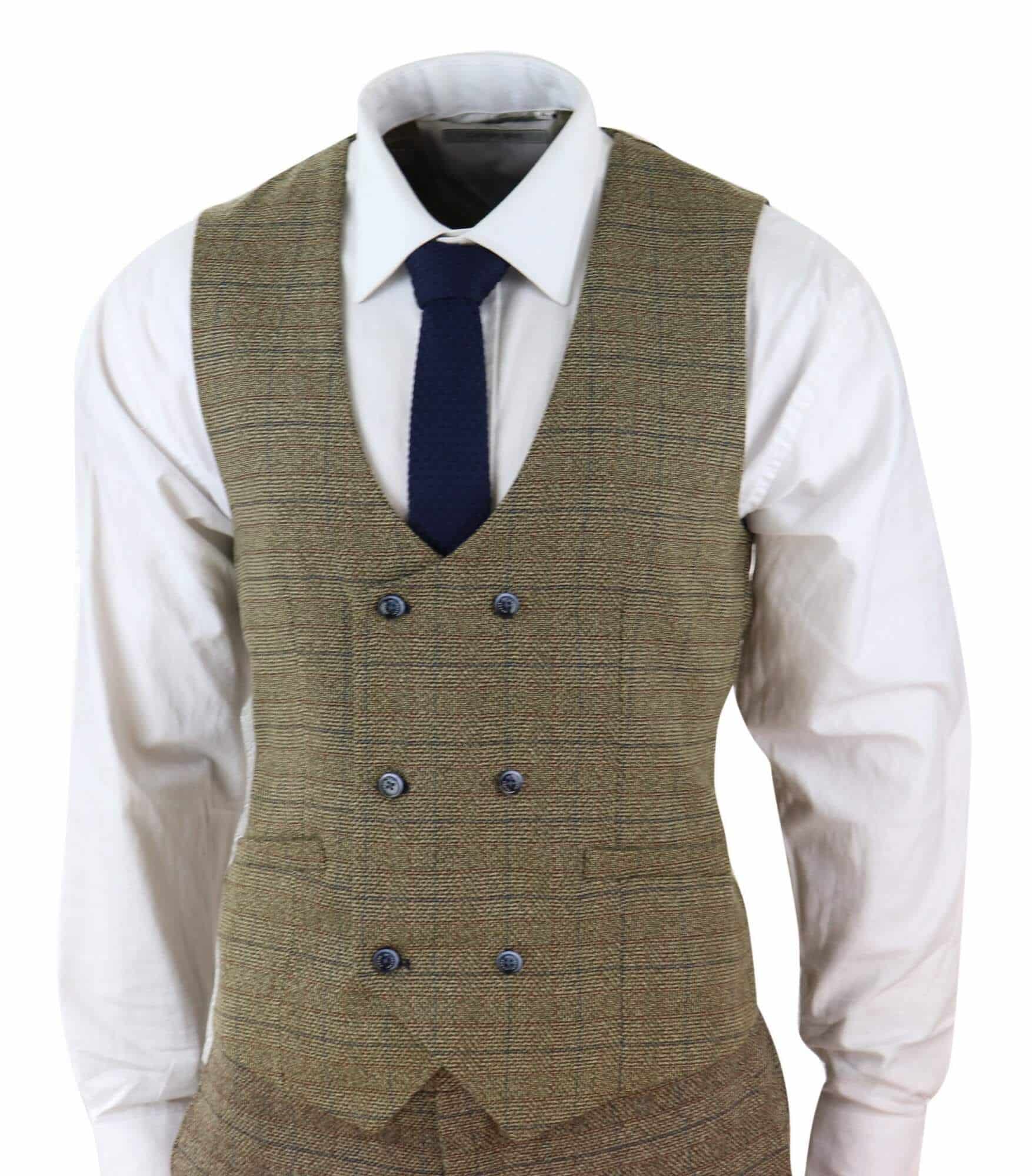 Cavani Ascari - Traje de tres piezas para hombre de tweed marrón roble a cuadros