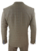 Cavani Ascari - Traje de tres piezas para hombre de tweed marrón roble a cuadros