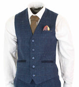 Cavani Carnegi - Traje vintage de 3 piezas para hombre, azul marino, tweed a cuadros, estilo años 20
