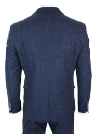 Cavani Carnegi - Traje vintage de 3 piezas para hombre, azul marino, tweed a cuadros, estilo años 20