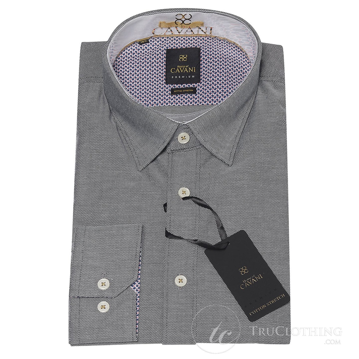 Cavani CV-65 - Camisa elegante de algodón elástico para hombre - Negro/Azul/Azul marino/Rosa/Blanco