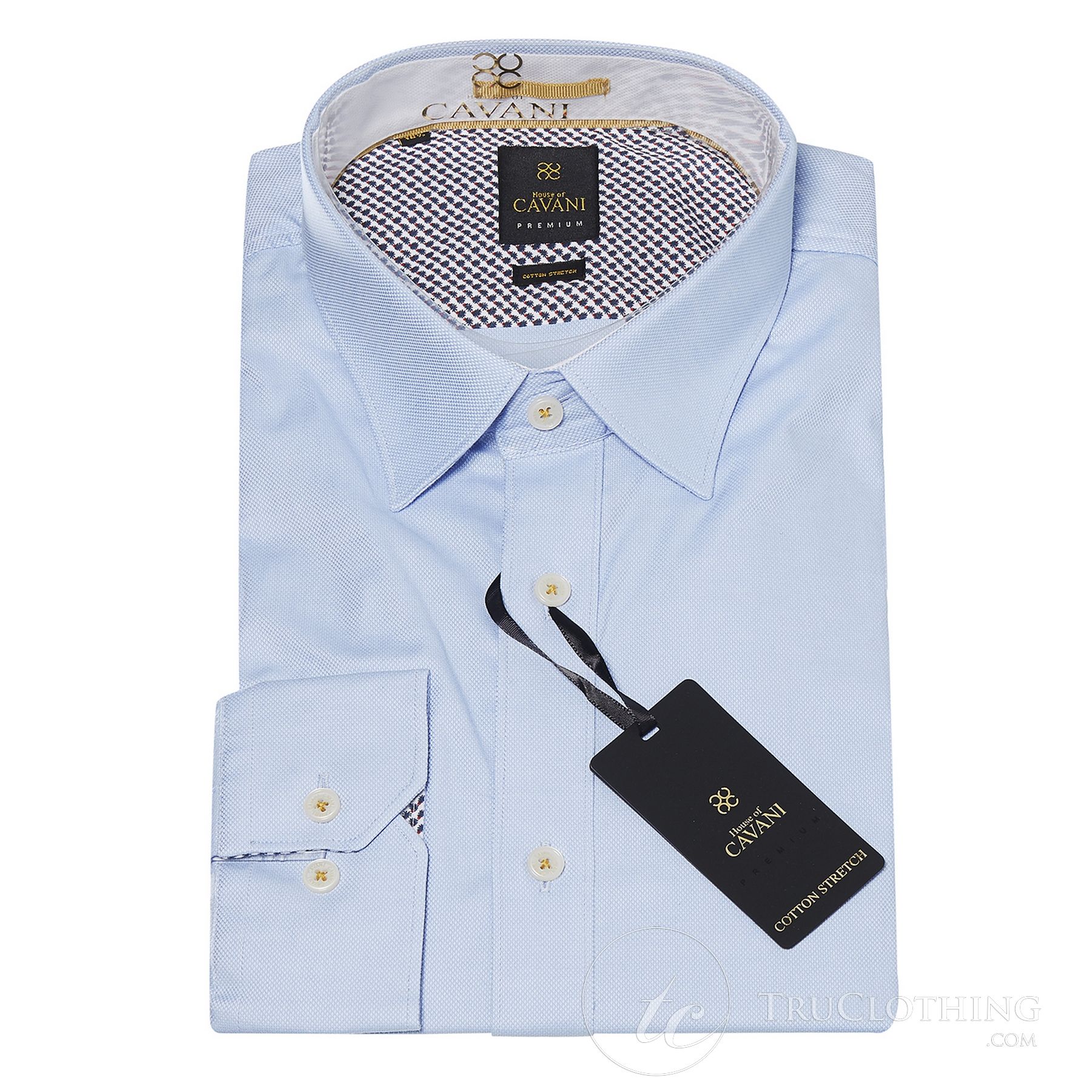 Cavani CV-65 - Camisa elegante de algodón elástico para hombre - Negro/Azul/Azul marino/Rosa/Blanco
