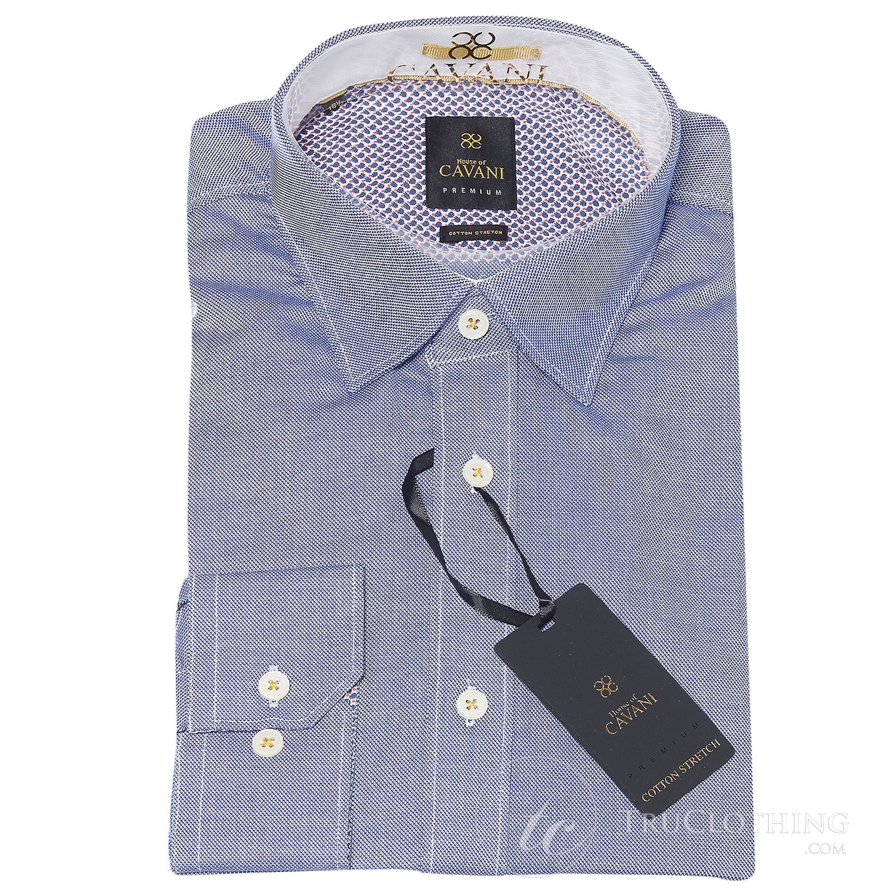 Cavani CV-65 - Camisa elegante de algodón elástico para hombre - Negro/Azul/Azul marino/Rosa/Blanco