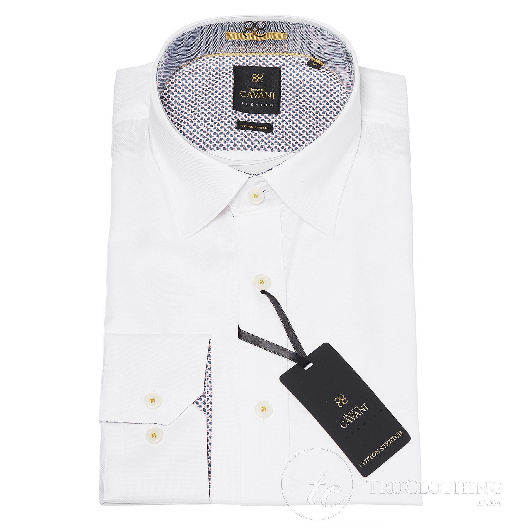 Cavani CV-65 - Camisa elegante de algodón elástico para hombre - Negro/Azul/Azul marino/Rosa/Blanco