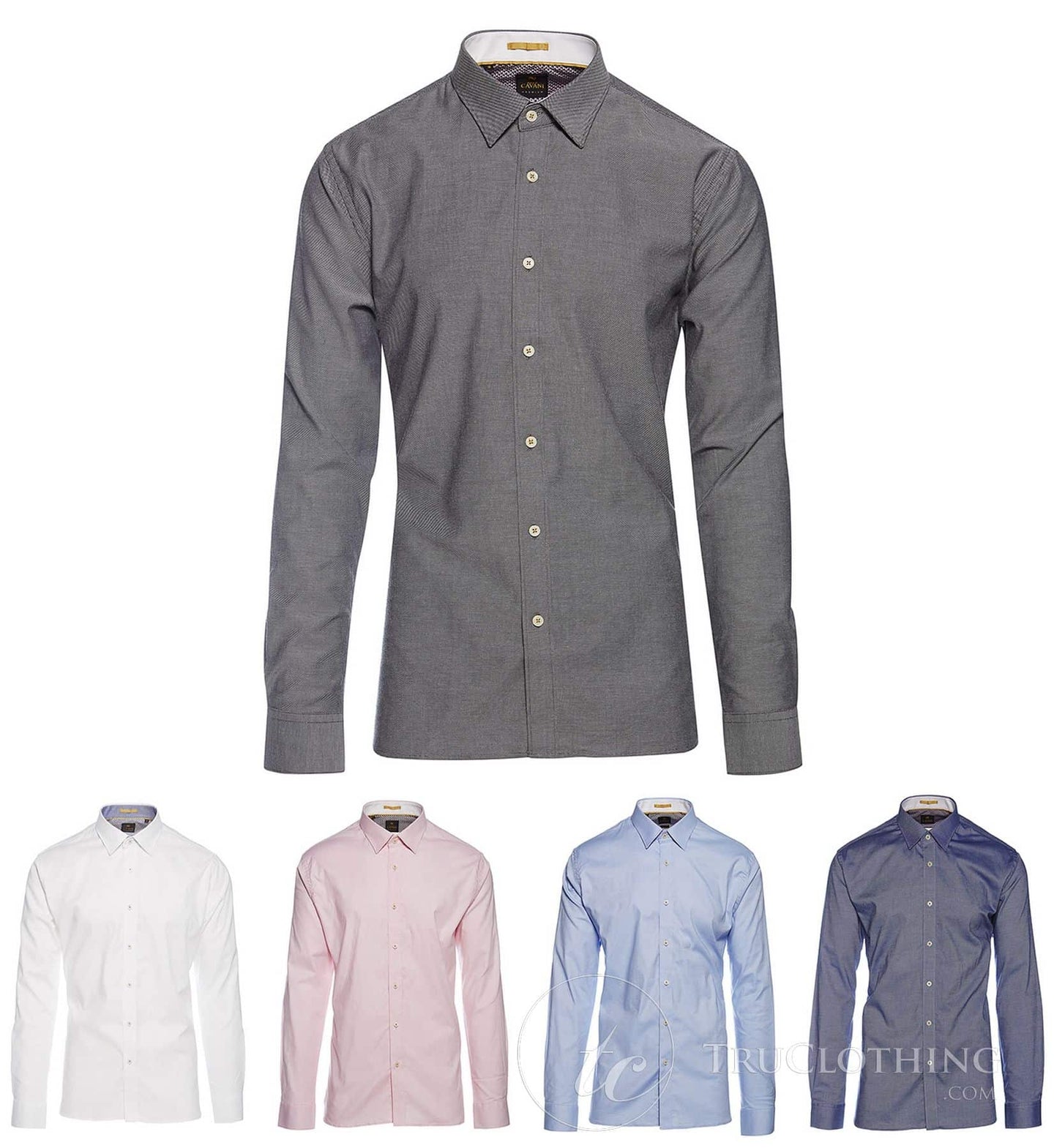 Cavani CV-65 - Camisa elegante de algodón elástico para hombre - Negro/Azul/Azul marino/Rosa/Blanco