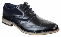 Zapatos de vestir estilo Gatsby Brouges para hombre, de piel auténtica y ante con cordones, estilo casual elegante y retro.