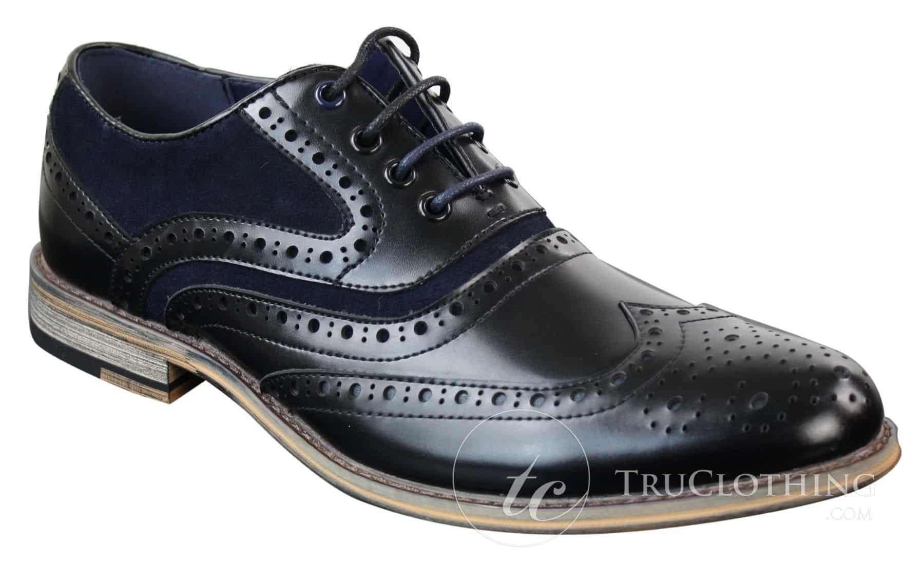 Zapatos de vestir estilo Gatsby Brouges para hombre, de piel auténtica y ante con cordones, estilo casual elegante y retro.
