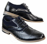 Zapatos de vestir estilo Gatsby Brouges para hombre, de piel auténtica y ante con cordones, estilo casual elegante y retro.