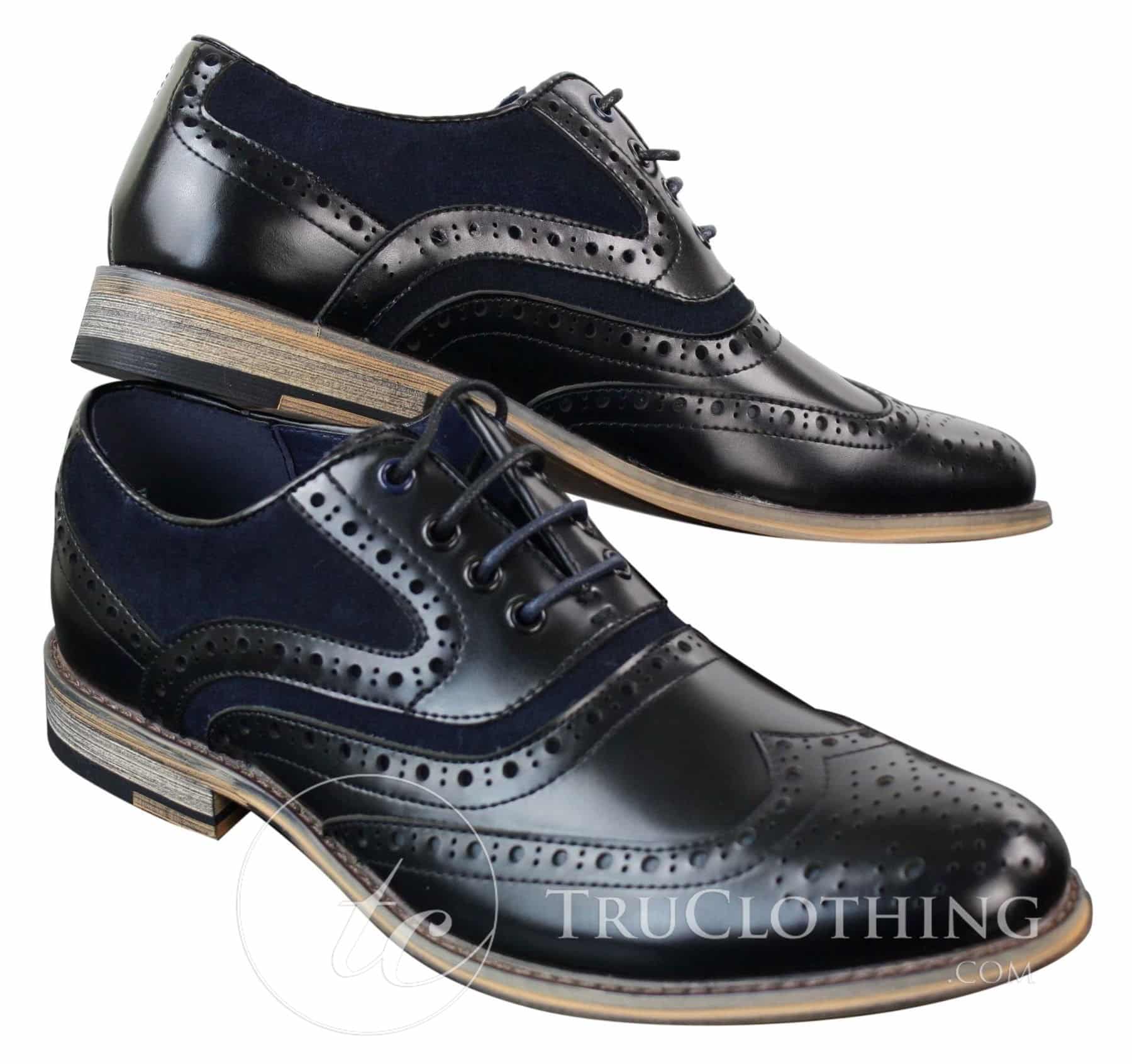 Zapatos de vestir estilo Gatsby Brouges para hombre, de piel auténtica y ante con cordones, estilo casual elegante y retro.