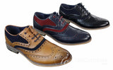 Zapatos de vestir estilo Gatsby Brouges para hombre, de piel auténtica y ante con cordones, estilo casual elegante y retro.