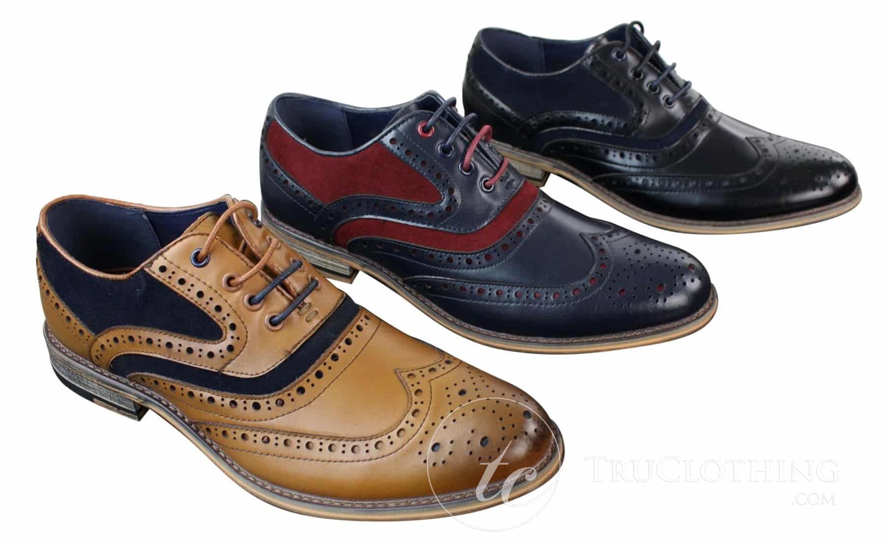 Zapatos de vestir estilo Gatsby Brouges para hombre, de piel auténtica y ante con cordones, estilo casual elegante y retro.