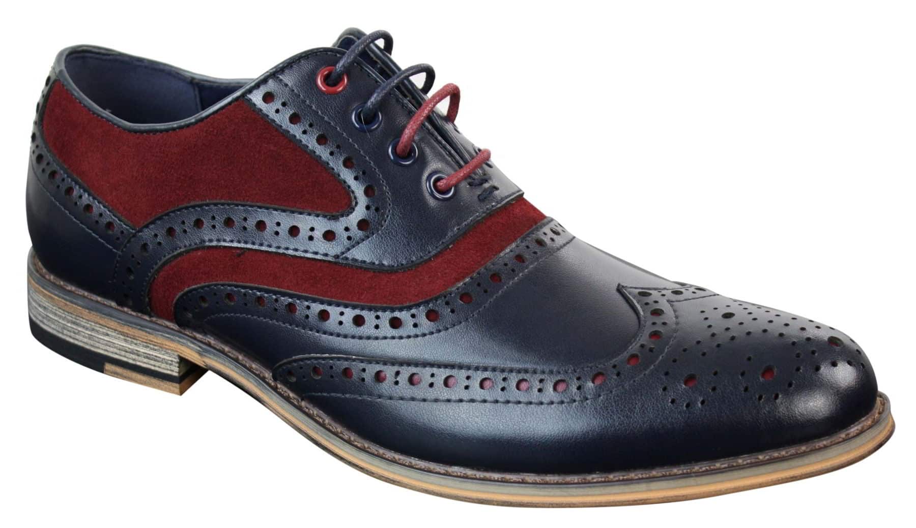 Zapatos de vestir estilo Gatsby Brouges para hombre, de piel auténtica y ante con cordones, estilo casual elegante y retro.