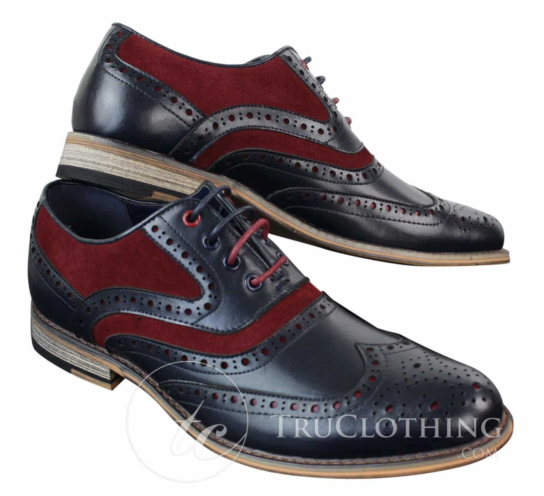 Zapatos de vestir estilo Gatsby Brouges para hombre, de piel auténtica y ante con cordones, estilo casual elegante y retro.