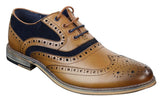 Zapatos de vestir estilo Gatsby Brouges para hombre, de piel auténtica y ante con cordones, estilo casual elegante y retro.