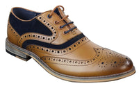 Zapatos de vestir estilo Gatsby Brouges para hombre, de piel auténtica y ante con cordones, estilo casual elegante y retro.