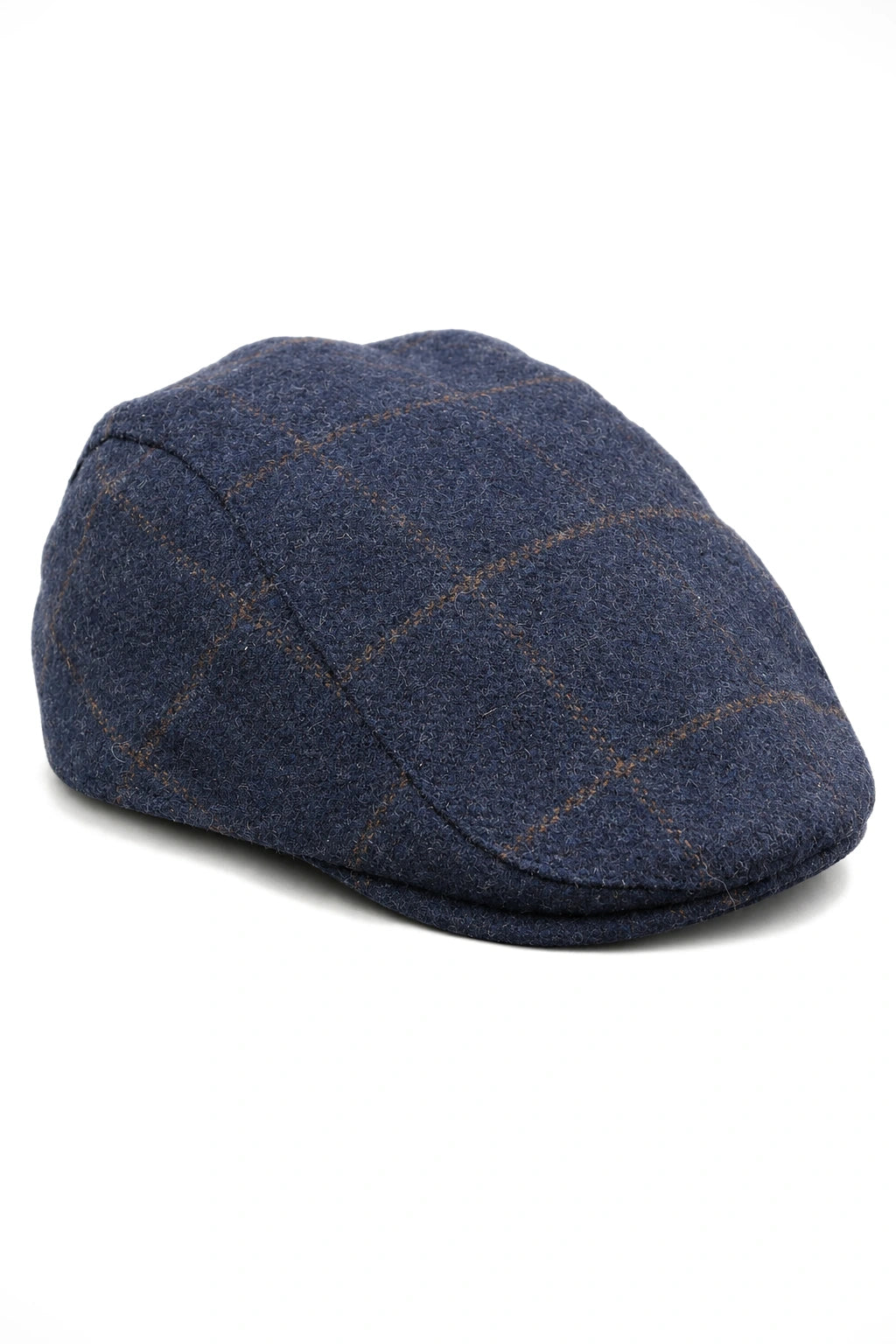 Gorra plana Cavani Kempson - Gorro de hombre de lana tweed a cuadros estilo abuelo vintage - Verde oliva/Azul marino