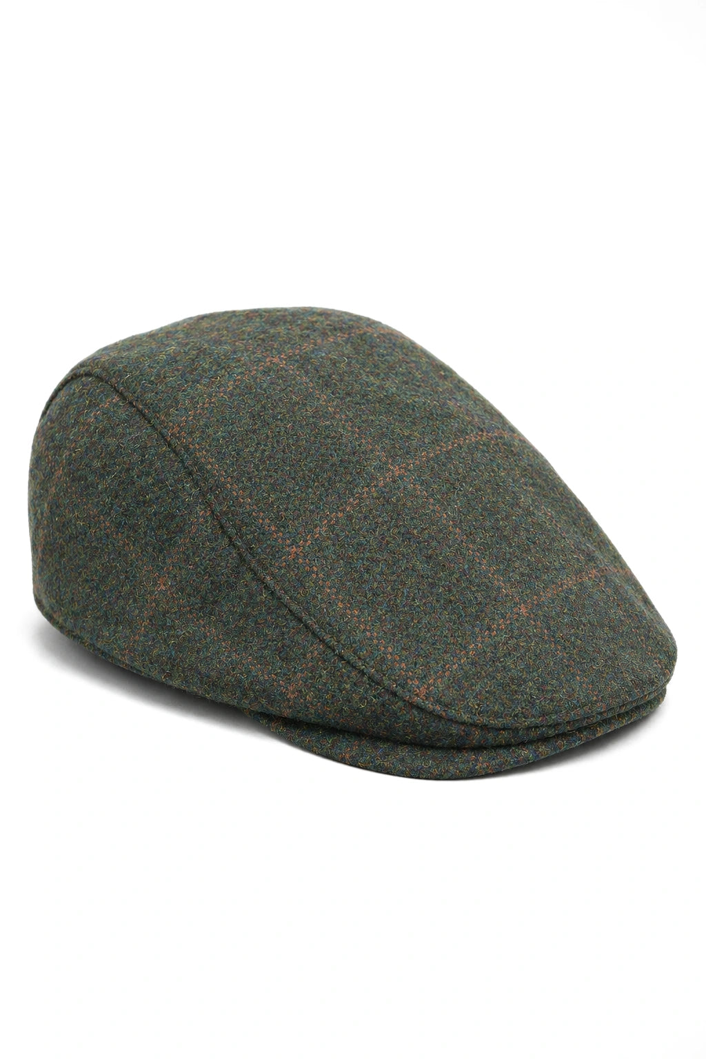 Gorra plana Cavani Kempson - Gorro de hombre de lana tweed a cuadros estilo abuelo vintage - Verde oliva/Azul marino