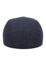 Gorra plana Cavani Kempson - Gorro de hombre de lana tweed a cuadros estilo abuelo vintage - Verde oliva/Azul marino