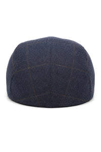 Gorra plana Cavani Kempson - Gorro de hombre de lana tweed a cuadros estilo abuelo vintage - Verde oliva/Azul marino