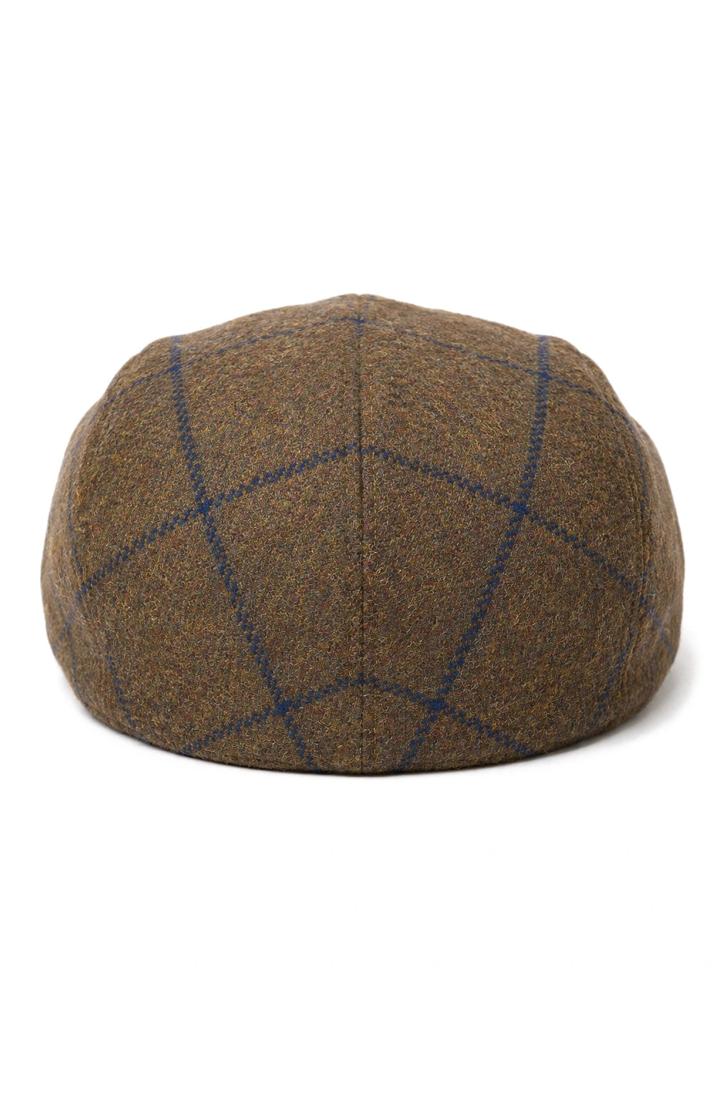 Gorra plana Cavani Kempson - Gorro de hombre de lana tweed a cuadros estilo abuelo vintage - Verde oliva/Azul marino