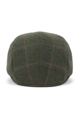 Gorra plana Cavani Kempson - Gorro de hombre de lana tweed a cuadros estilo abuelo vintage - Verde oliva/Azul marino