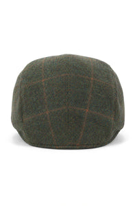 Gorra plana Cavani Kempson - Gorro de hombre de lana tweed a cuadros estilo abuelo vintage - Verde oliva/Azul marino