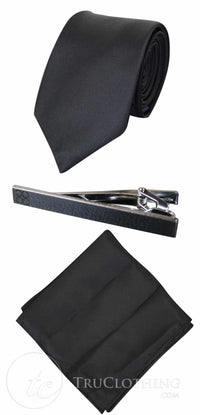 Corbata de satén Cavani - Corbata, pañuelo y pinza de corbata de satén de seda a juego para hombre, con estampado de lunares, ideal para bodas, graduaciones y la oficina.