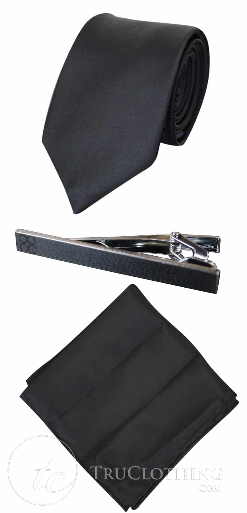 Corbata de satén Cavani - Corbata, pañuelo y pinza de corbata de satén de seda a juego para hombre, con estampado de lunares, ideal para bodas, graduaciones y la oficina.