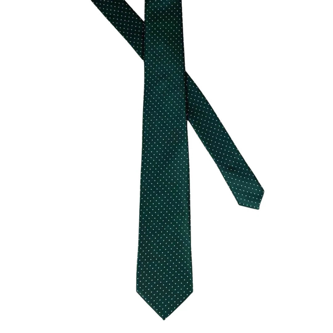 Conjunto a juego de corbata, pañuelo y pinza de corbata de satén de seda para hombre, estampado de lunares.