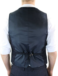 Cavani Shelby - Chaleco de tweed a cuadros azul marino para hombre