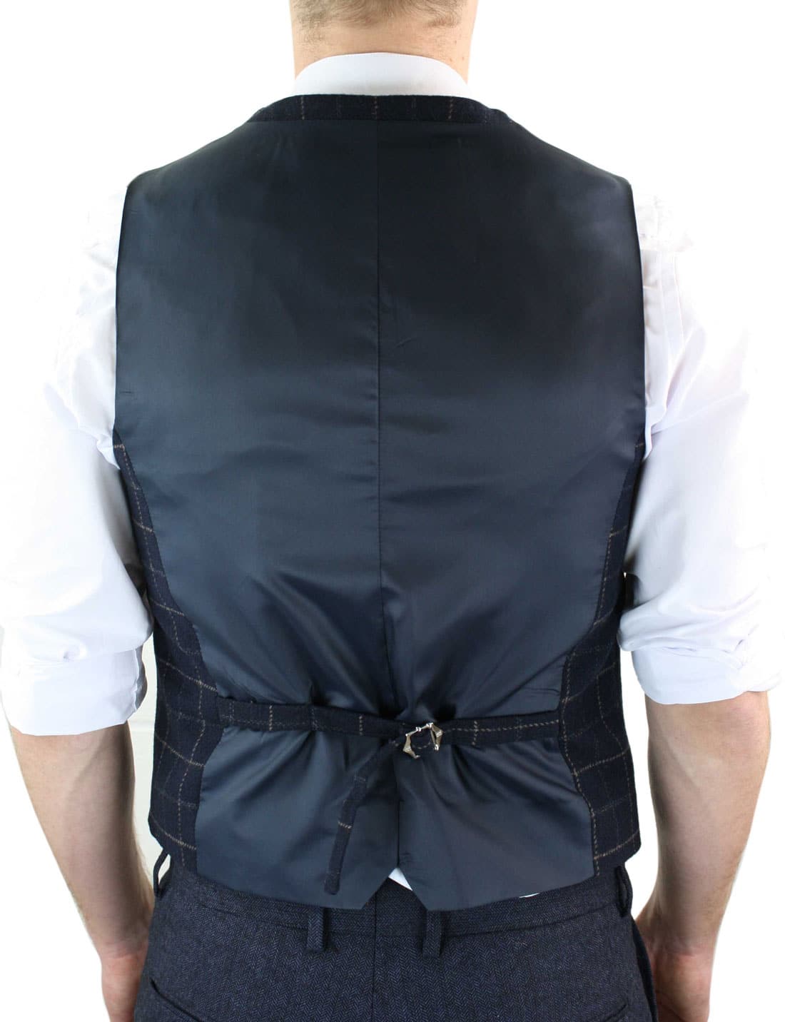 Cavani Shelby - Chaleco de tweed a cuadros azul marino para hombre