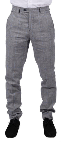 Arriga - Pantalones de hombre a cuadros grises y azules