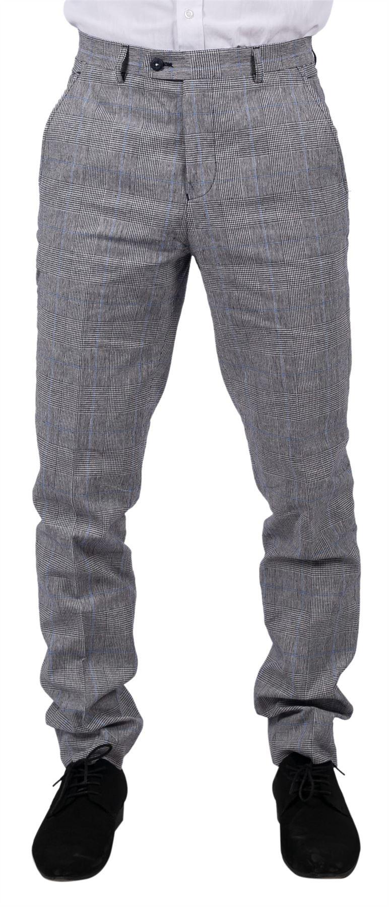 Arriga - Pantalones de hombre a cuadros grises y azules