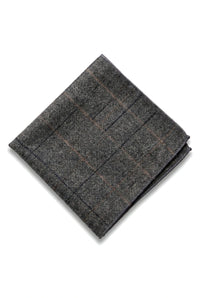 Corbata de tweed a cuadros gris carbón con pañuelo y pinza para corbata - Gris carbón