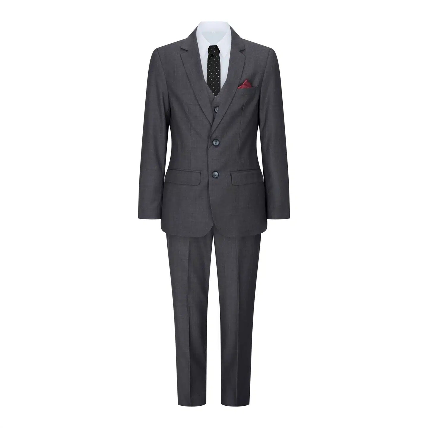 Traje de 3 piezas para niño, color gris oscuro carbón, estilo clásico para bodas y fiestas (vintage).