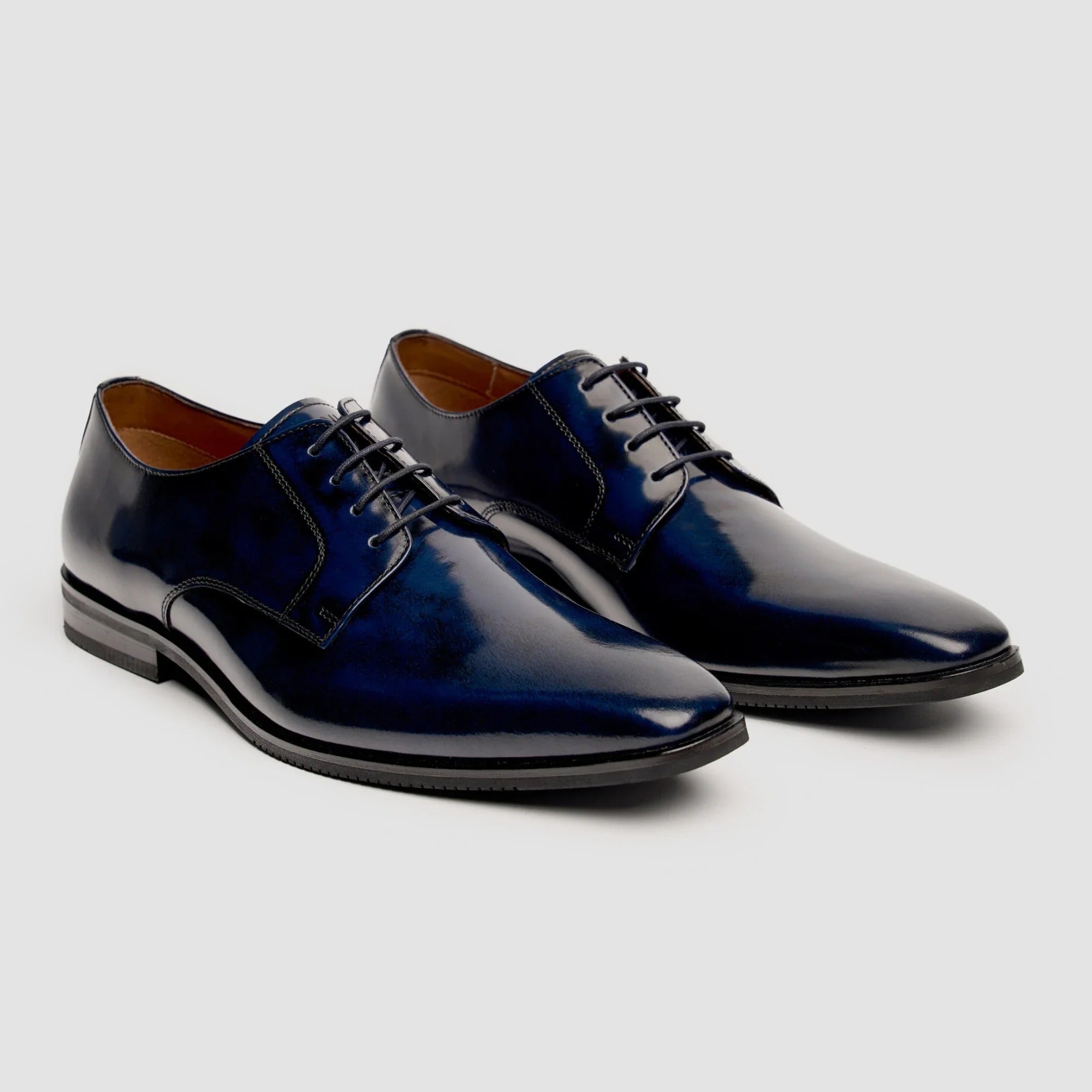 Chester - Zapatos Derby para hombre, azul marino, pulidos y de alto brillo