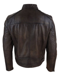 Chaqueta clásica de cuero auténtico marrón para hombre - Chaqueta de carreras marrón