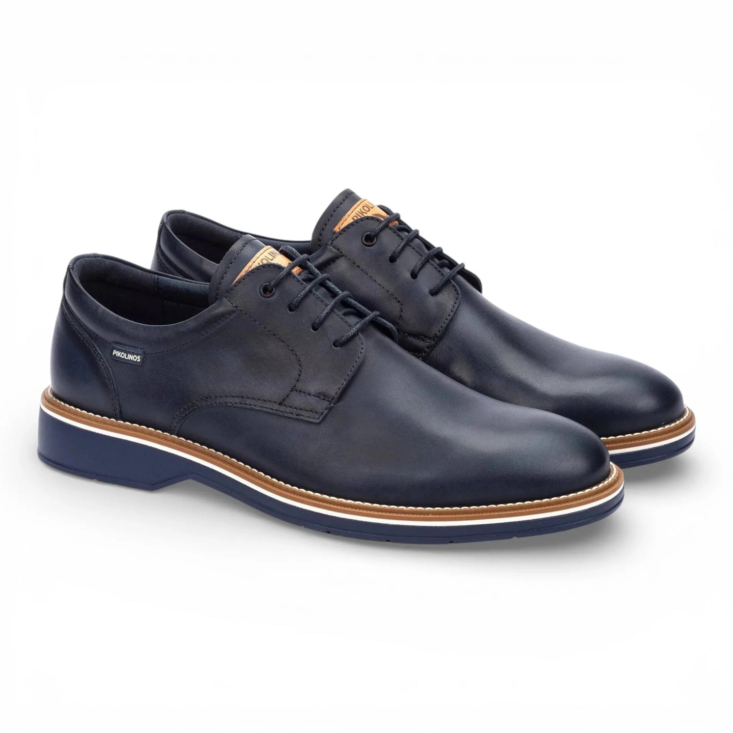 Claret - Zapatos Derby de hombre de cuero azul con cordones