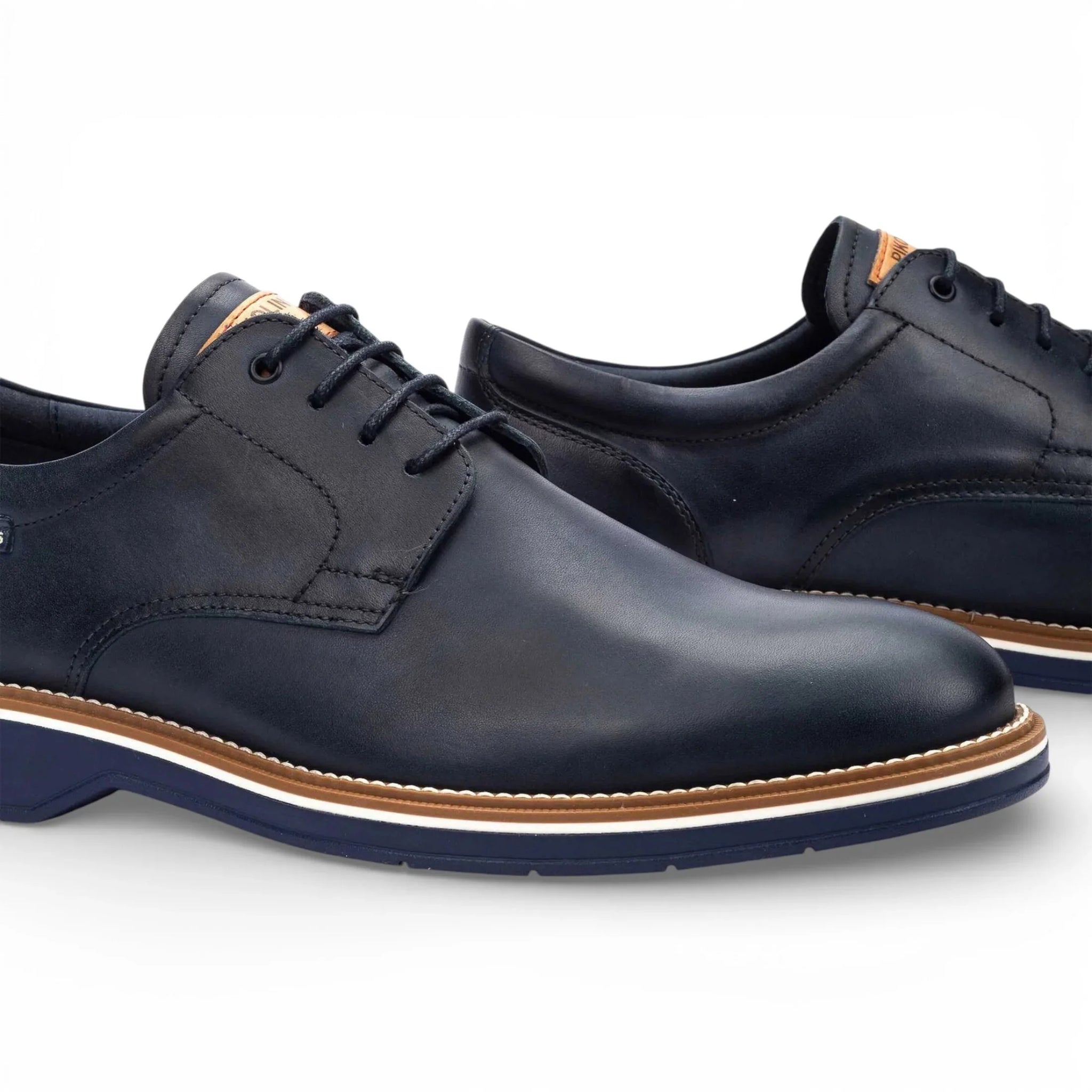 Claret - Zapatos Derby de hombre de cuero azul con cordones