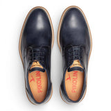 Claret - Zapatos Derby de hombre de cuero azul con cordones