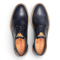Claret - Zapatos Derby de hombre de cuero azul con cordones