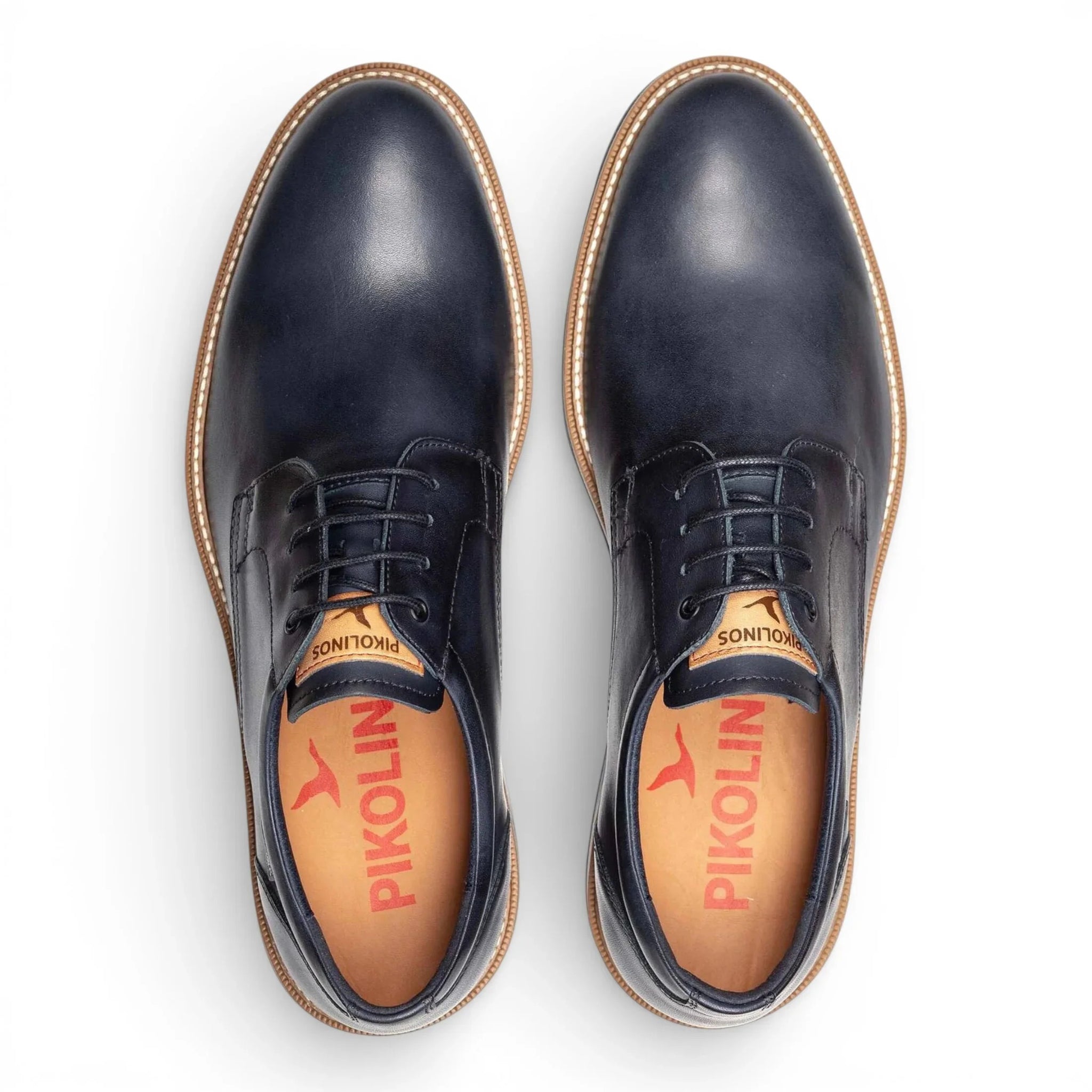 Claret - Zapatos Derby de hombre de cuero azul con cordones