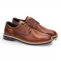 Claret - Zapatos Derby de hombre de cuero marrón con cordones