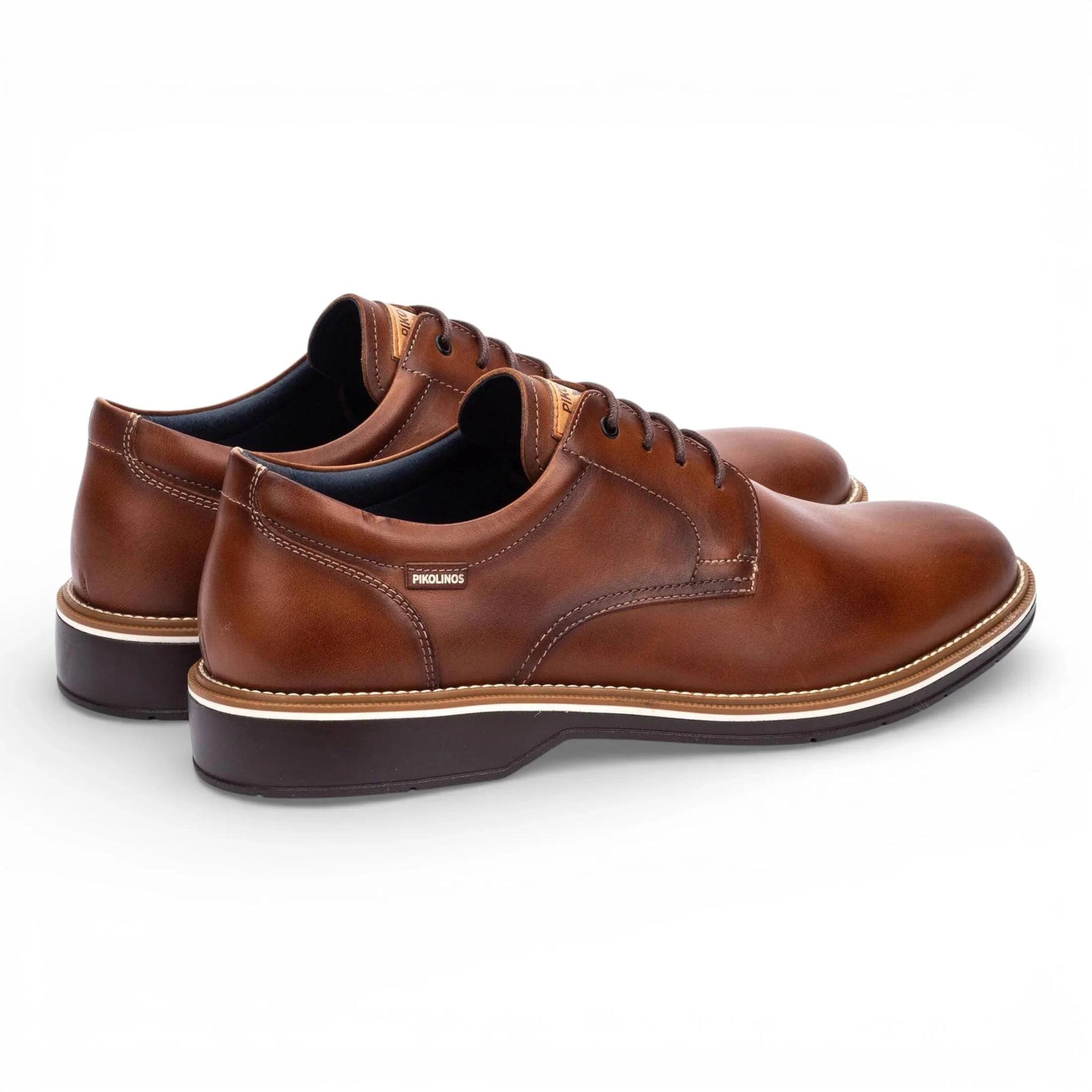 Claret - Zapatos Derby de hombre de cuero marrón con cordones