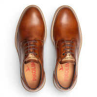 Claret - Zapatos Derby de hombre de cuero marrón con cordones