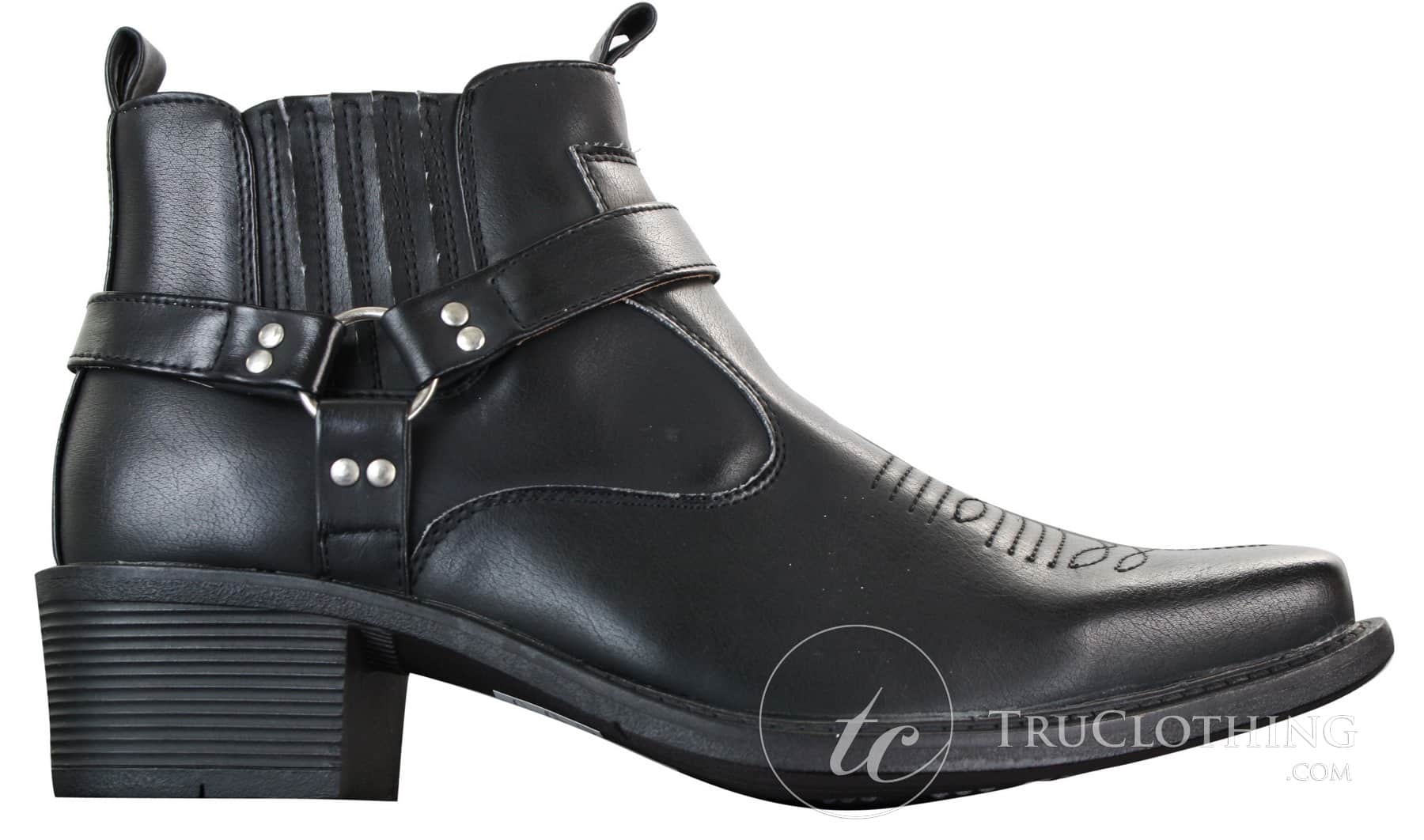 Botas tobilleras de cuero para hombre CLASSIQUE MBO 3136, color marrón claro y negro, estilo vaquero western con hebilla.