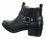Botas tobilleras de cuero para hombre CLASSIQUE MBO 3136, color marrón claro y negro, estilo vaquero western con hebilla.