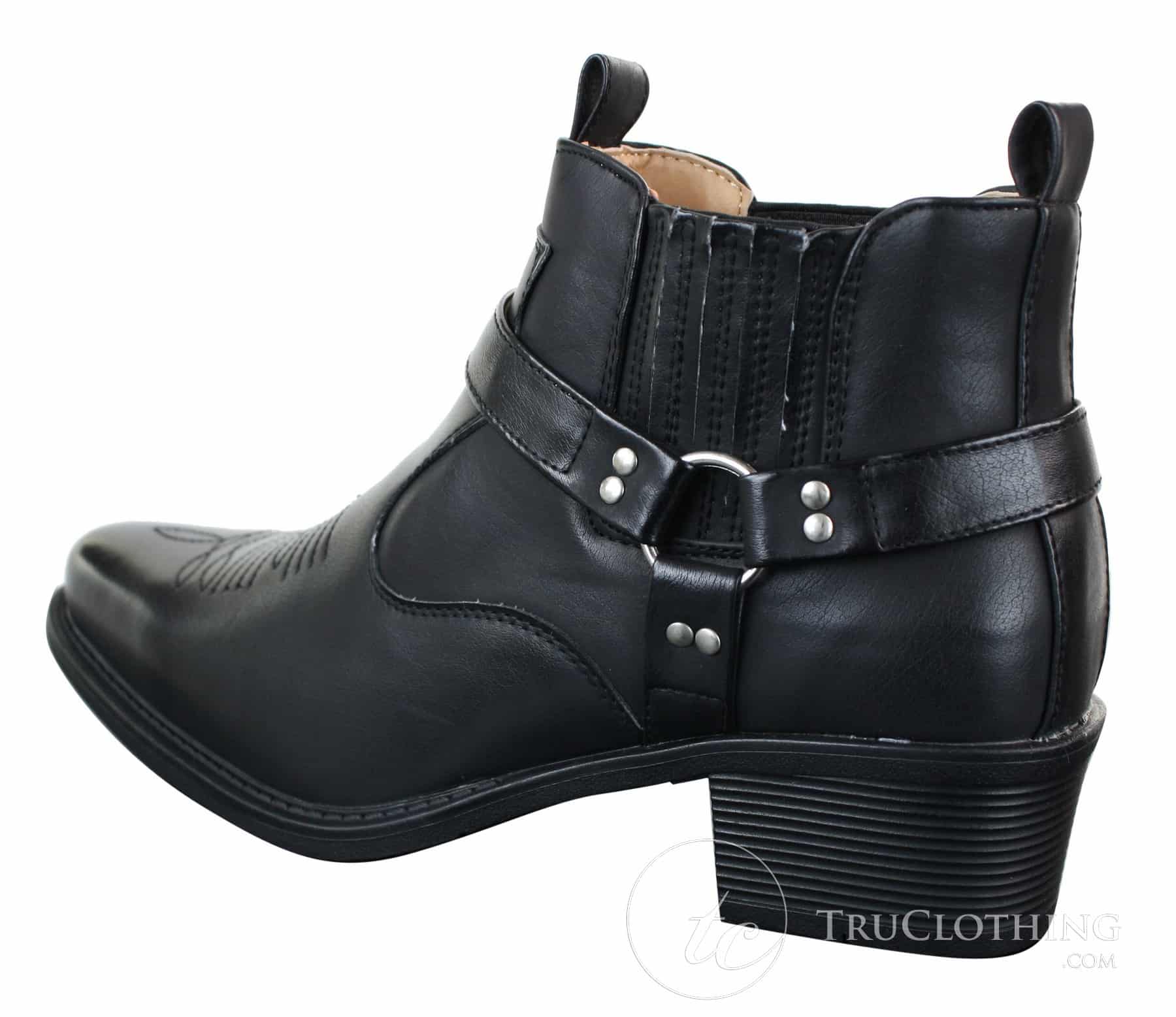Botas tobilleras de cuero para hombre CLASSIQUE MBO 3136, color marrón claro y negro, estilo vaquero western con hebilla.